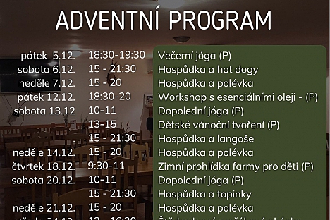 Adventní setkání a předvánoční akce v Penzionu U Skutilů