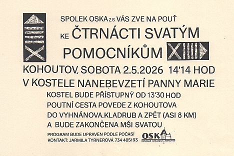 Pozvánka na pouť v Kohoutově