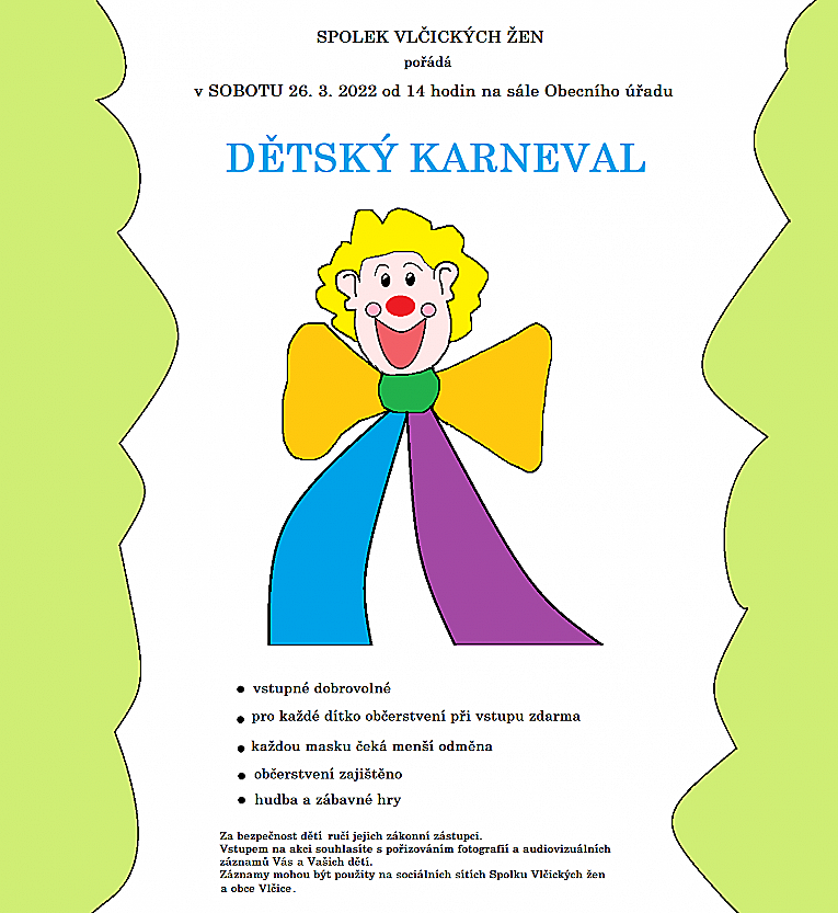 Pozvánka na dětský karneval ve Vlčicích